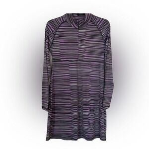 SoyBu Women's Dress Small NWT Active Striped Long‎ Sleeve Purple Gray